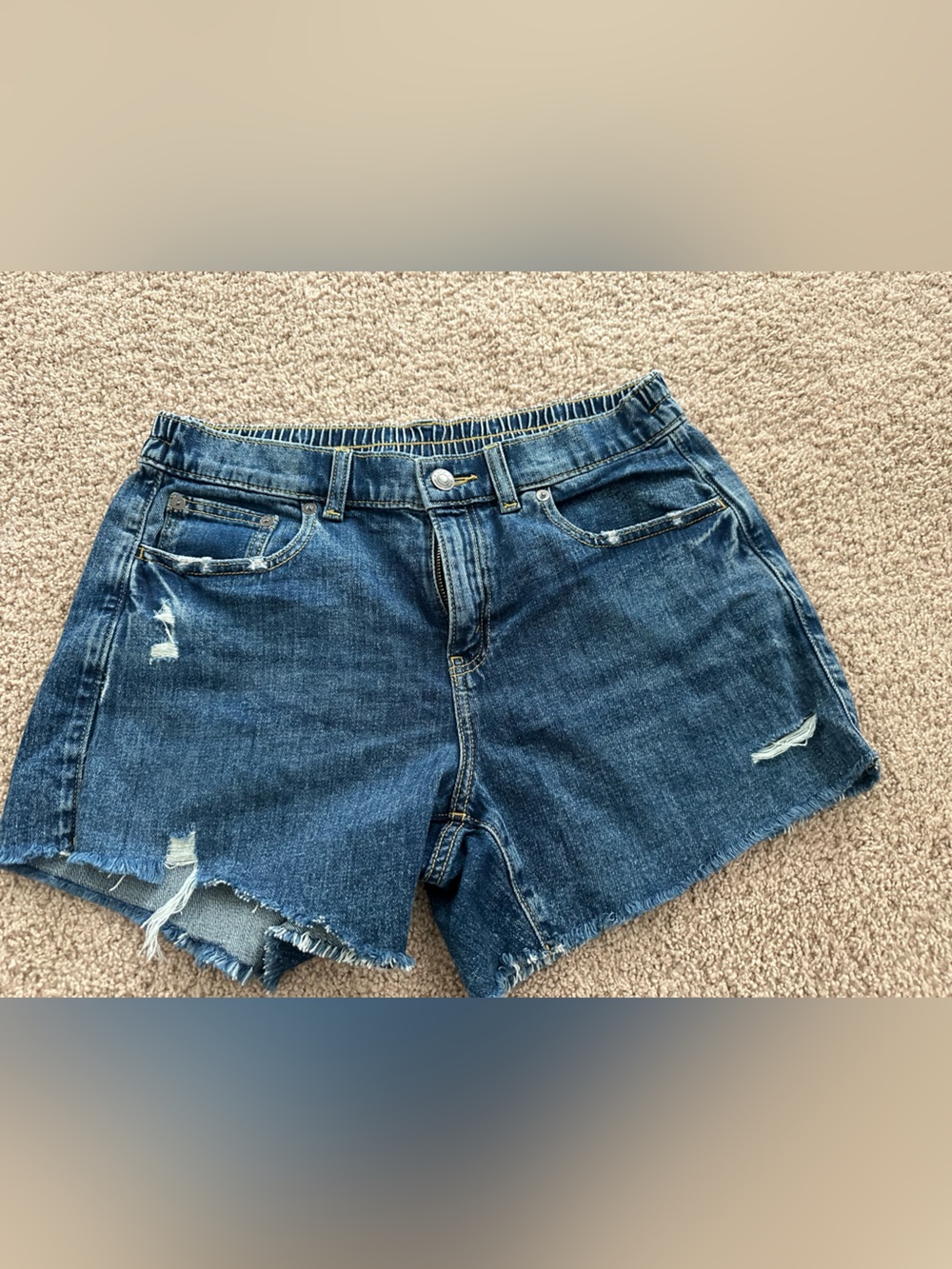 aerie Dark Blue Distressed Denim Cutoff Shorts
